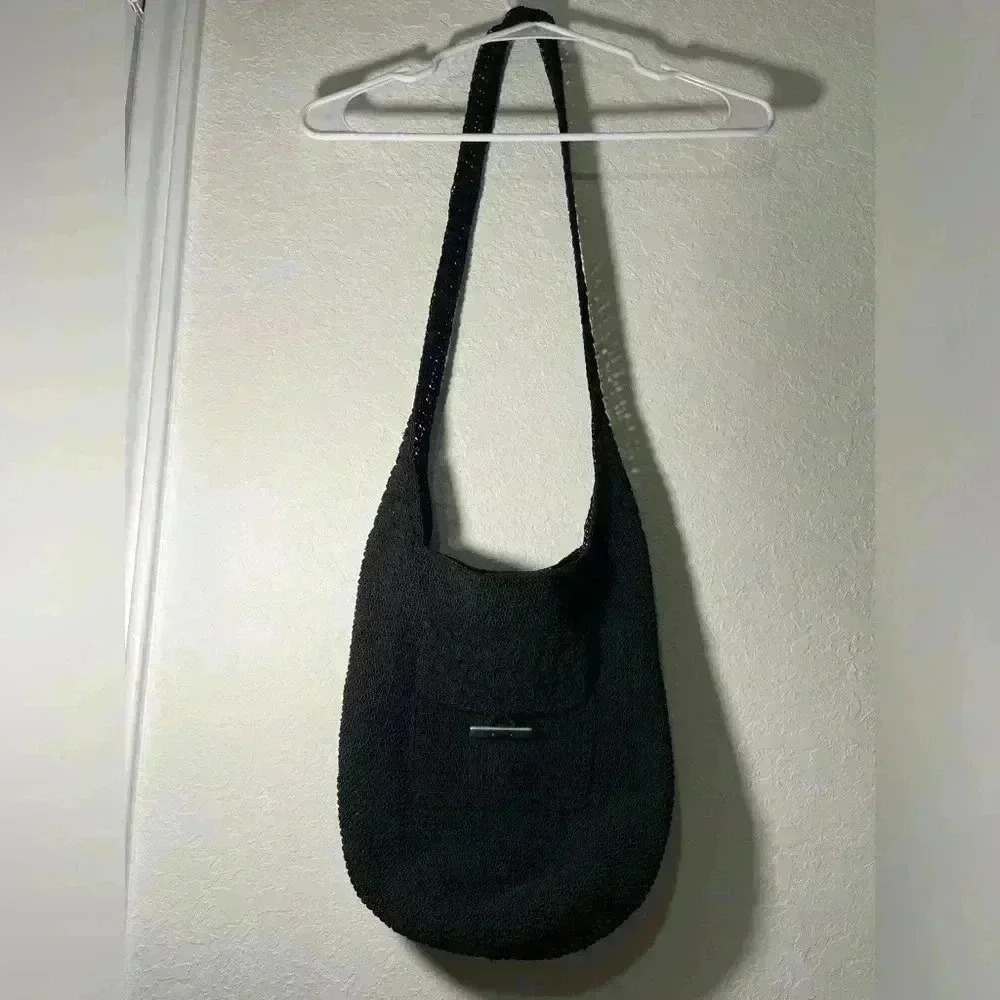 Jackson Mini Small Black Mesh One Strap Should Purse Pockets Cotton and Rayon